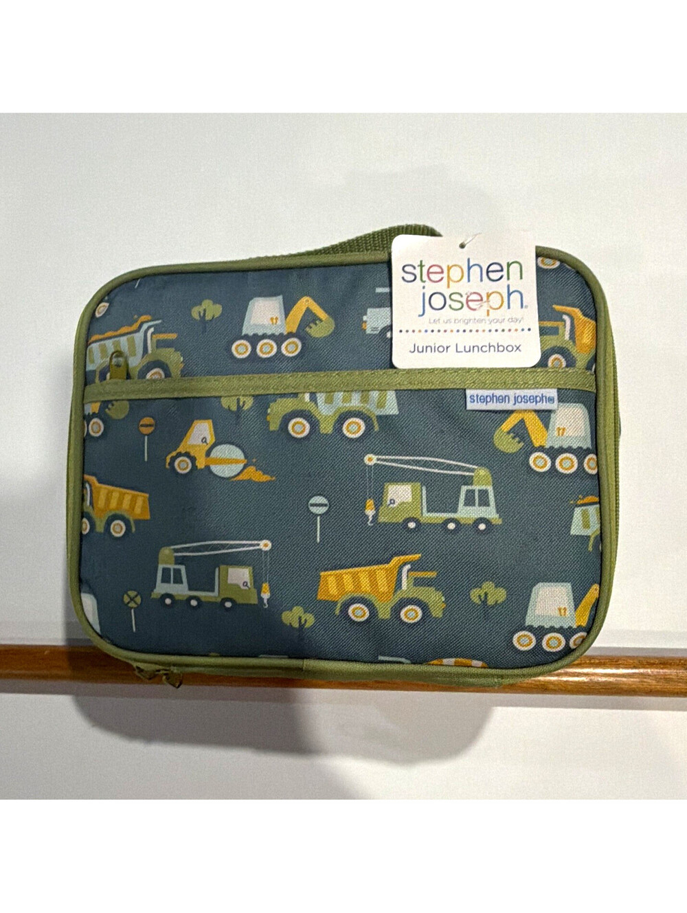 Stephen Joseph Junior Lunchbox Kids Lunch Bag Blue/Green Vehicles With Handle